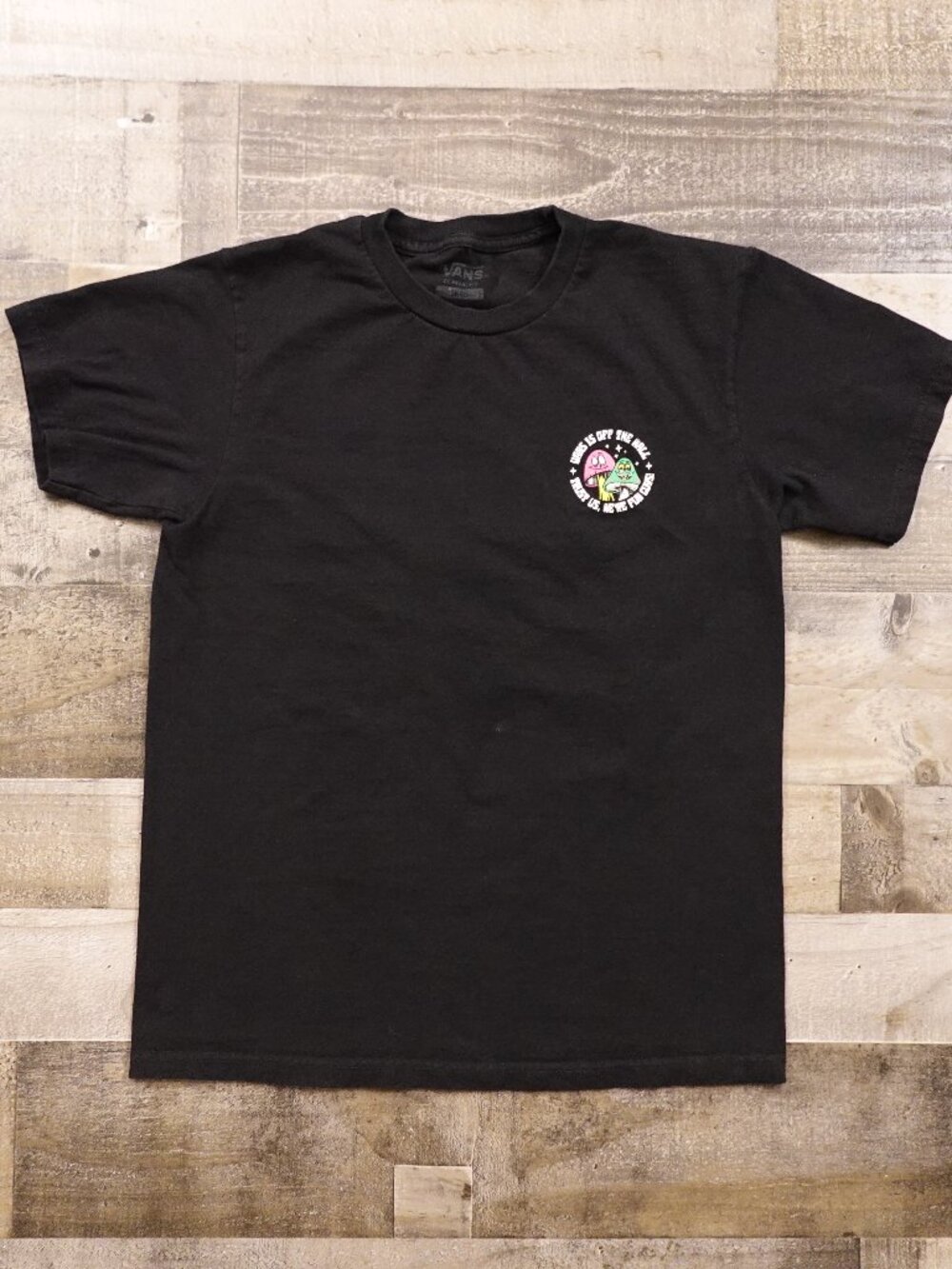Vans Off The Wall Graphic‎ T Shirt Men’s Small Black Skate Streetwear Mushrooms